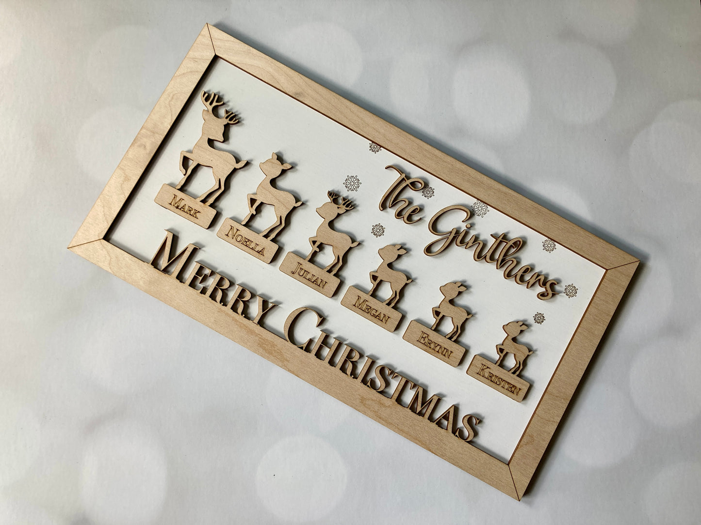 Reindeer Christmas Family Sign