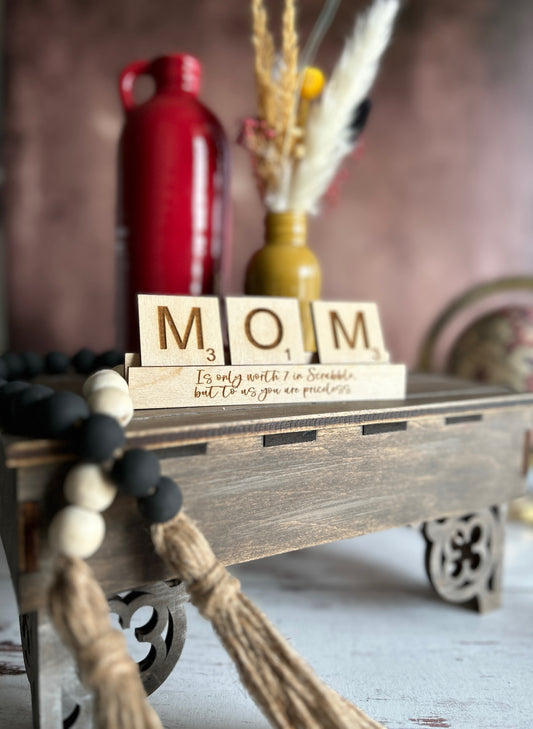 Custom Scrabble Tiles with Engraved Easel - Perfect Mother's Day Gift!